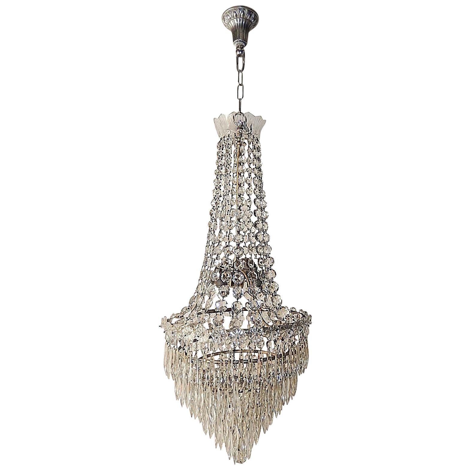 French SevenTier Crystal Prisms and Florets Chandelier at 1stDibs