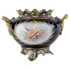 Vase en bronze et porcelaine de Sèvres, cloisonné 19e siècle