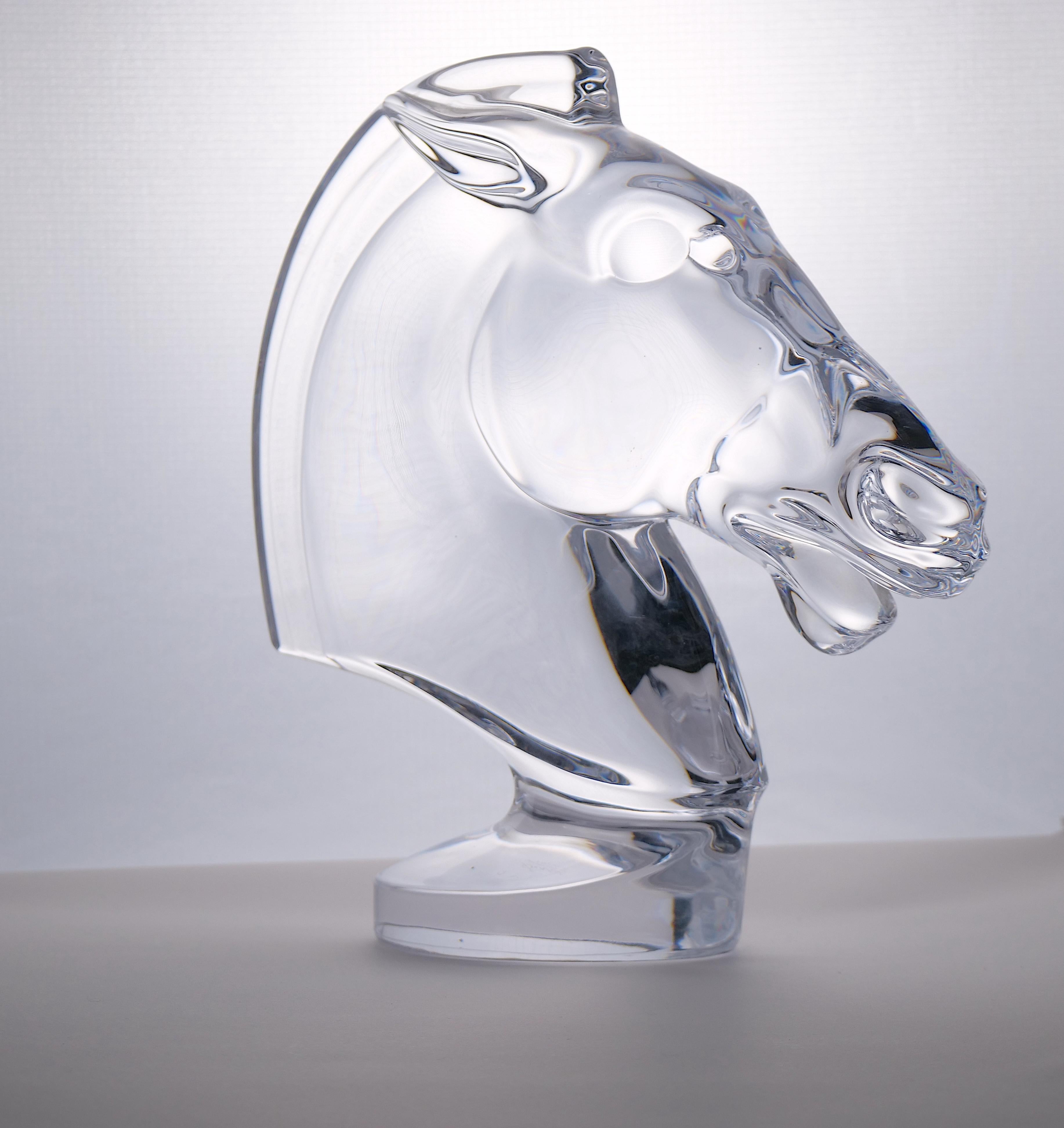 French Sevres Crystal Art Deco Style Tall Horse Head Sculpture 5