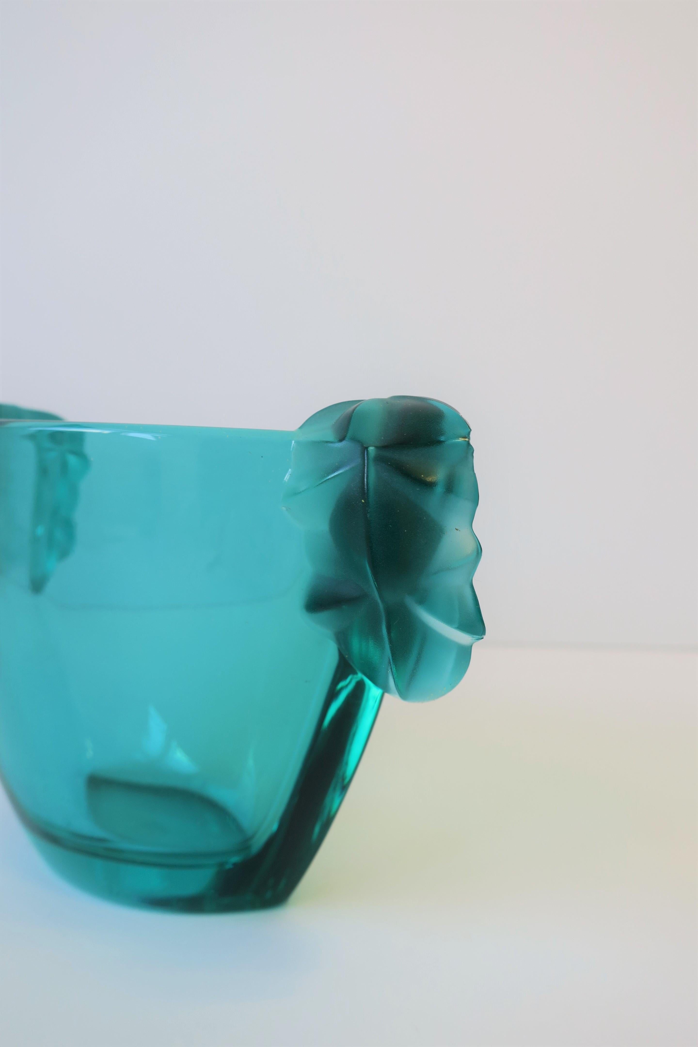 Modern French Sèvres Blue Green Crystal Vase Vessel 4