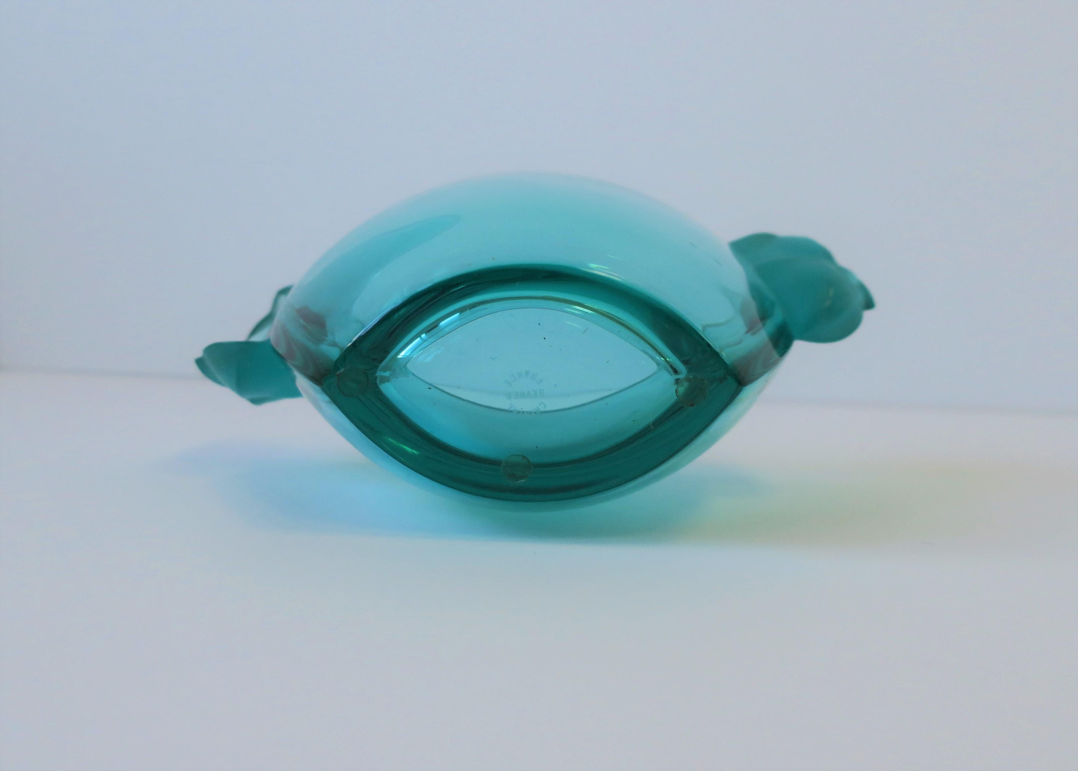 Modern French Sèvres Blue Green Crystal Vase Vessel 5