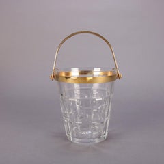 French Sevres Cut Crystal and Gilt Handled and Open Ice Bucket, 20th Century