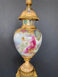 French Sèvres Gilt-Bronze Mounted Porcelain Urn