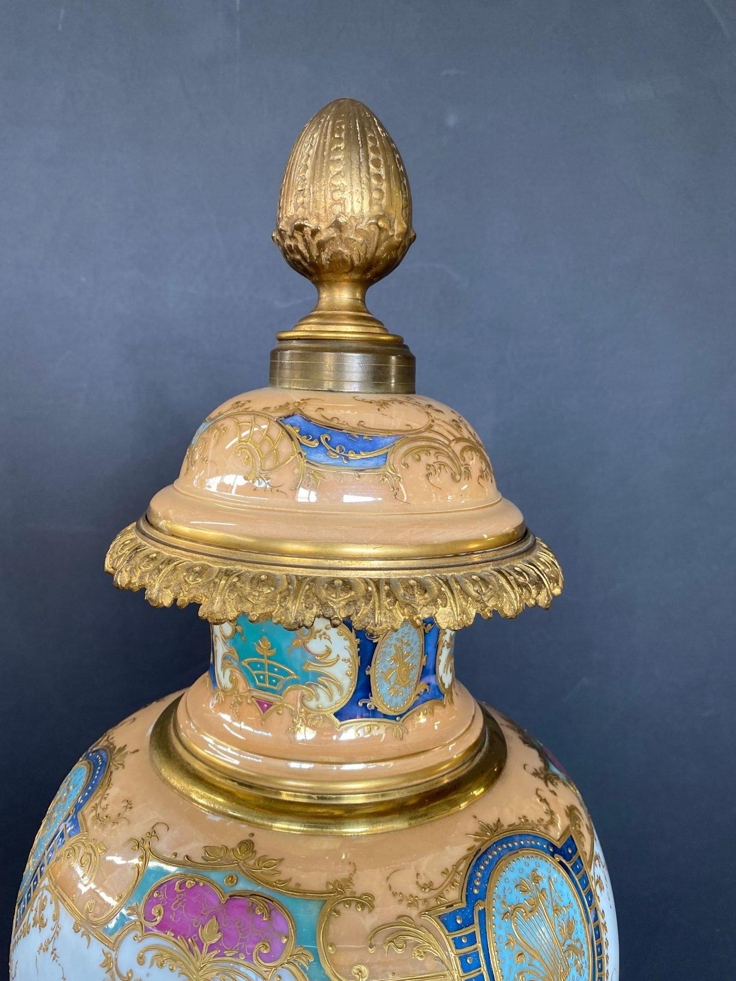 French Sèvres Gilt-Bronze Mounted Porcelain Urn In Good Condition For Sale In Los Angeles, CA