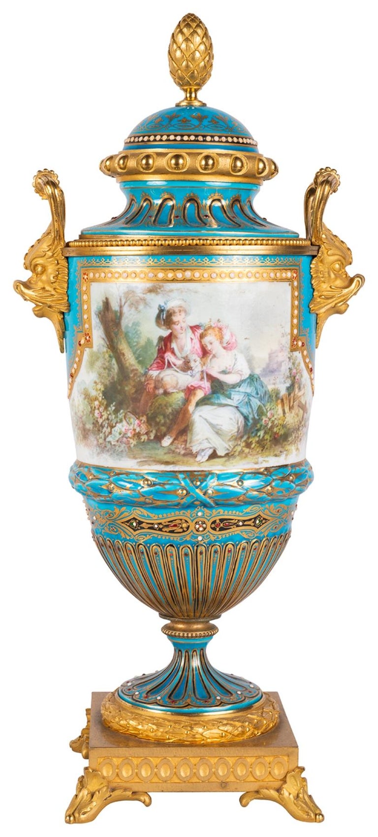 French Sevres, Louis XVI Style Clock Set, 1880 For Sale 8
