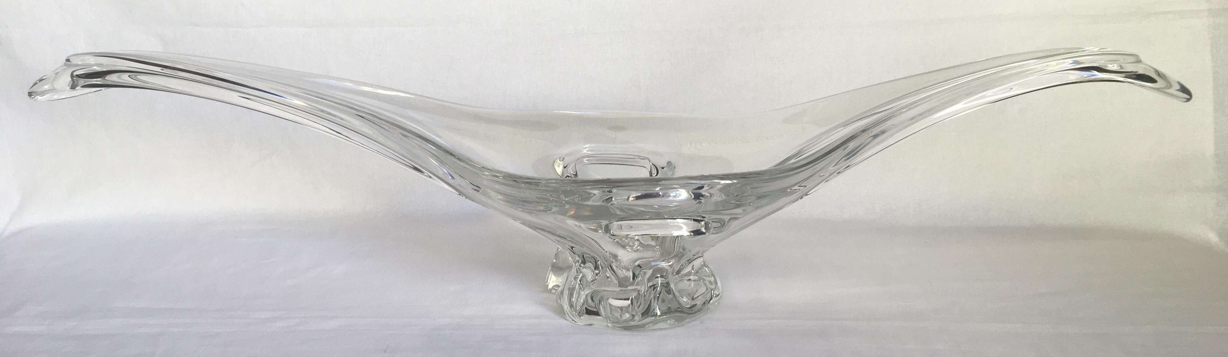 Stunning midcentury clear crystal sculptural centerpiece from the 1950s-1960s by Sevres France. 

This crystal piece is absolutely beautiful in its organic form.
Solid, heavy piece.
Bears to makers mark, signed Sevres France. 

     