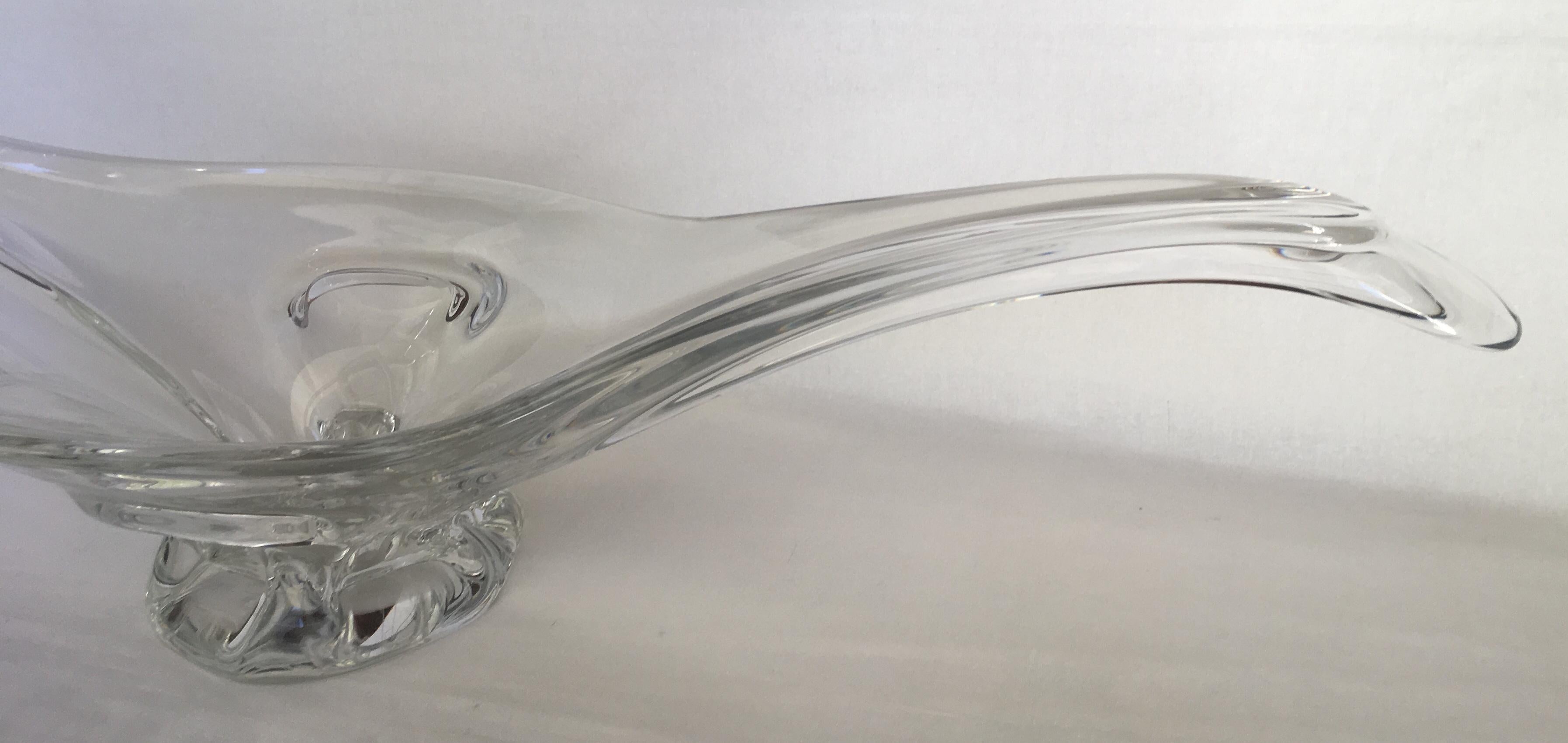 Mid-20th Century Sevres French Clear Crystal Sculptural Art Glass Centerpiece, Signed  For Sale