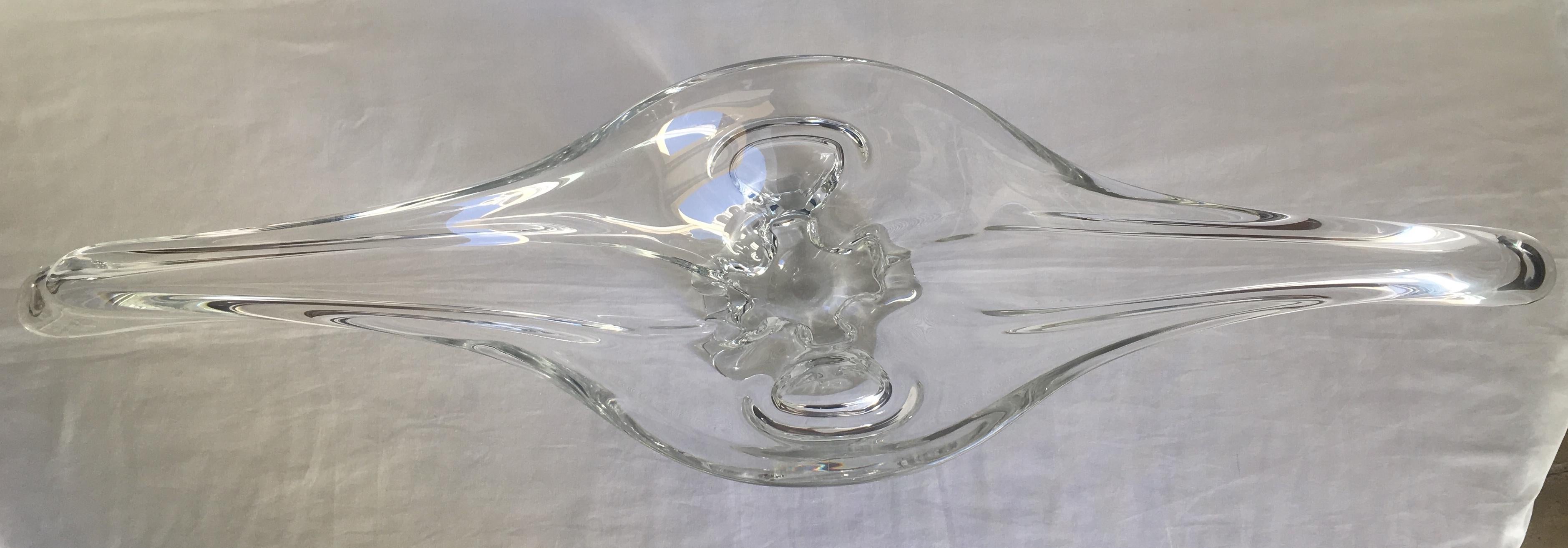 Sevres French Clear Crystal Sculptural Art Glass Centerpiece, Signed  For Sale 1