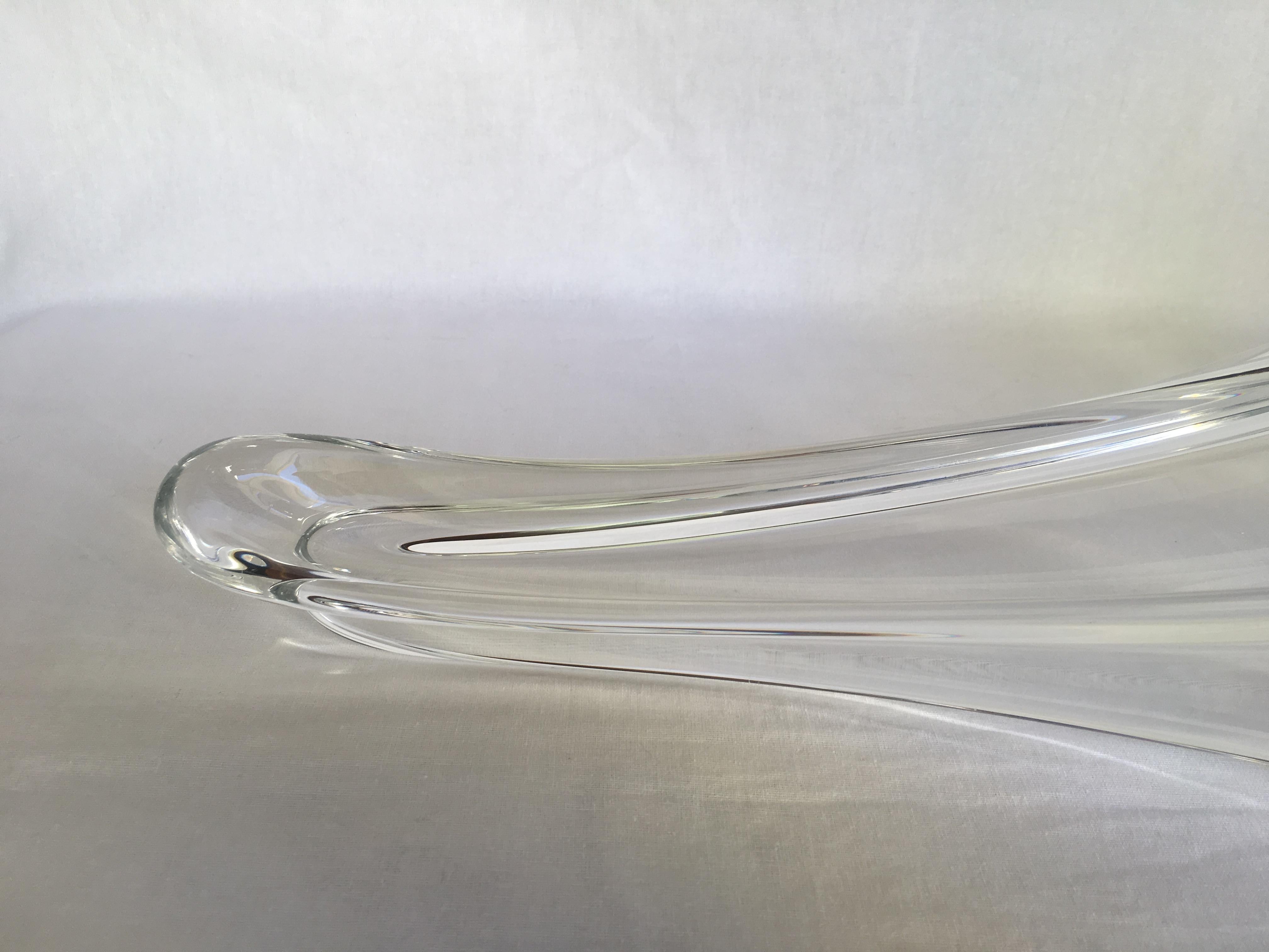 Sevres French Clear Crystal Sculptural Art Glass Centerpiece, Signed  For Sale 2