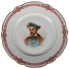 French Sevres Painted and Gilt Portrait Plate of Henri II Roy, I 19th Century