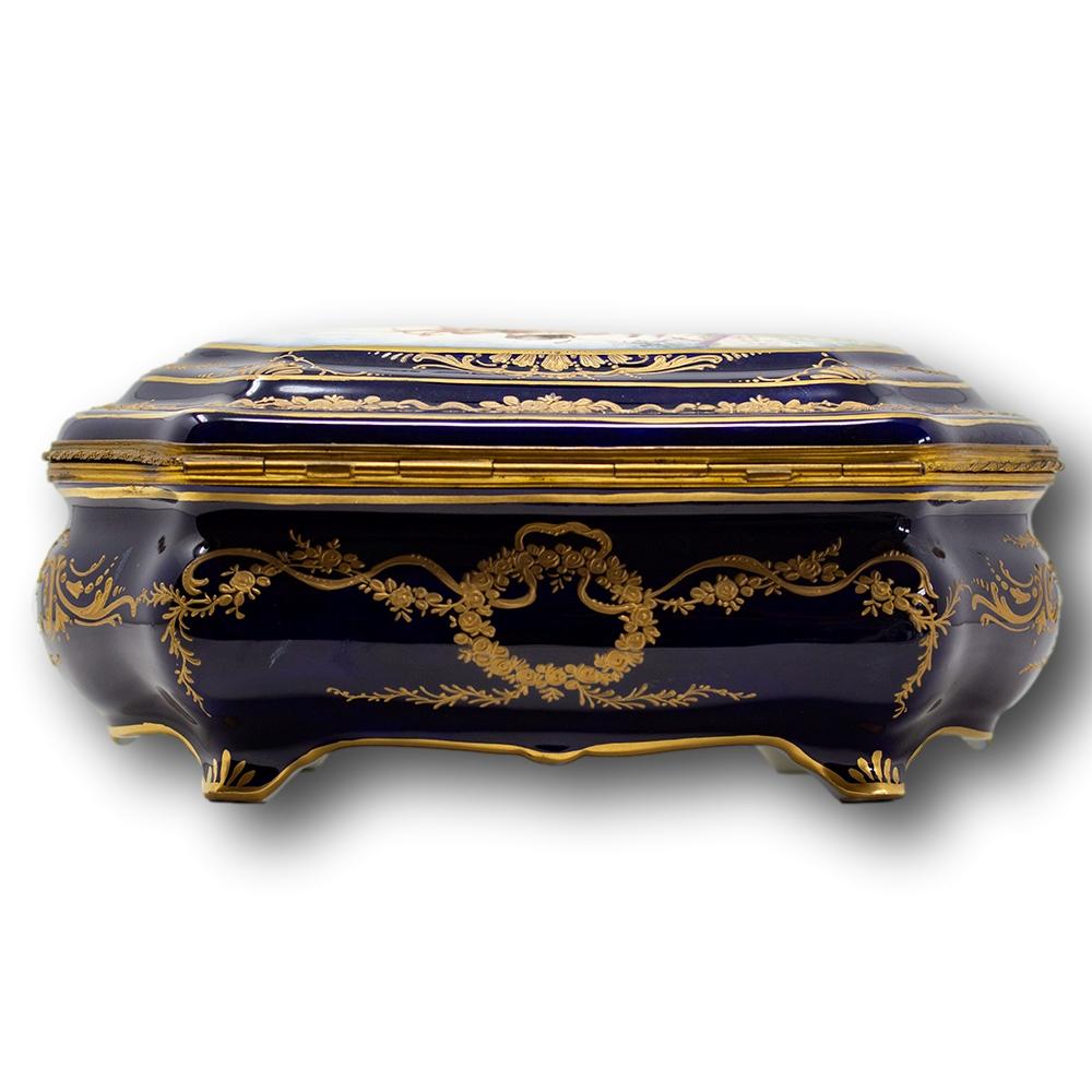 Hand-Painted French 'Sevres' Porcelain Box For Sale