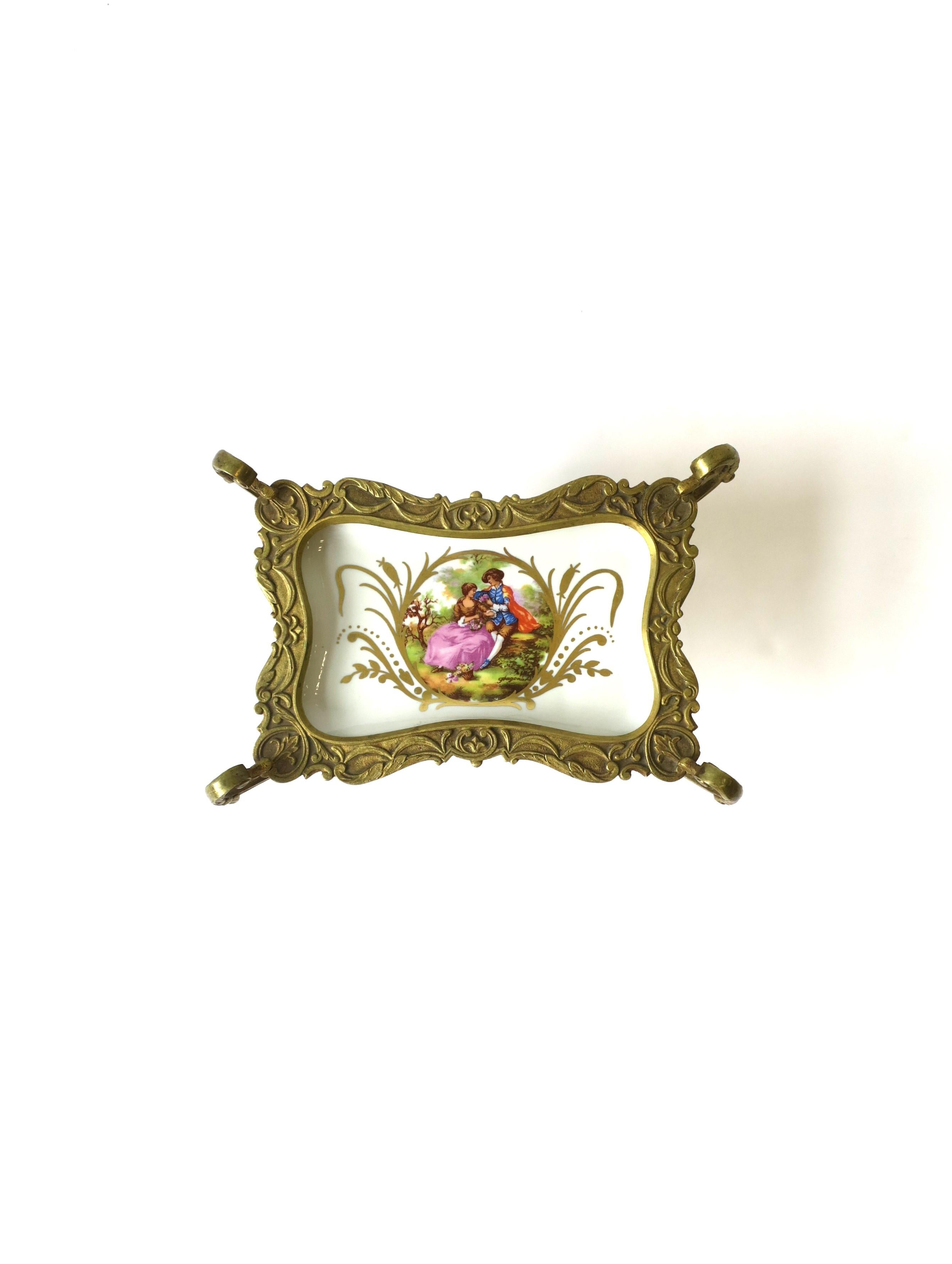 French Sevres Porcelain & Brass Ormolu Soap or Jewlery Dish Rococo, 18th Century 1