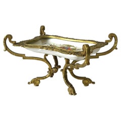 French Sevres Porcelain & Brass Ormolu Soap or Jewlery Dish Rococo, 18th Century