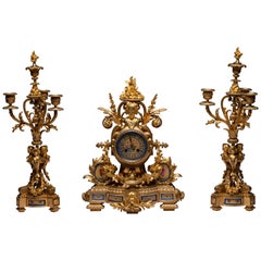 French Sèvres Porcelain Clock Set