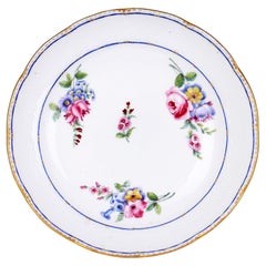 French Sèvres Porcelain Dish Painted with Floral Blooms by Joyau 1766-78
