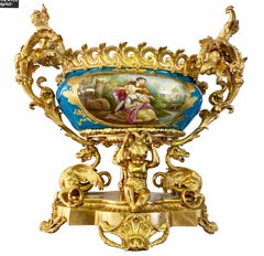 19th century French Gilt Bronze Mounted Sevres style Centerpiece