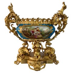 French Sevres Porcelain Gilt Bronze Mounted Centerpiece