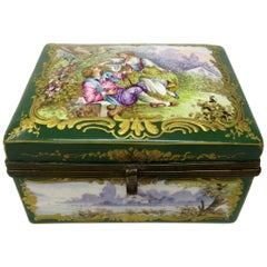 Antique French Sevres Porcelain Hand Painted Jewellery Casket Ormolu Mounts