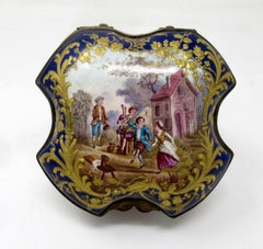 French Sevres Porcelain Hand Painted Jewelry Casket Ormolu Mounts, 19th Century