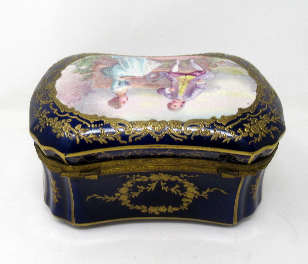 Victorian French Sevres Porcelain Hand Painted Jewelry Casket Ormolu Mounts Signed Gilbert