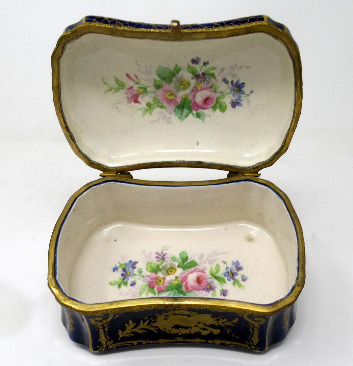 19th Century French Sevres Porcelain Hand Painted Jewelry Casket Ormolu Mounts Signed Gilbert