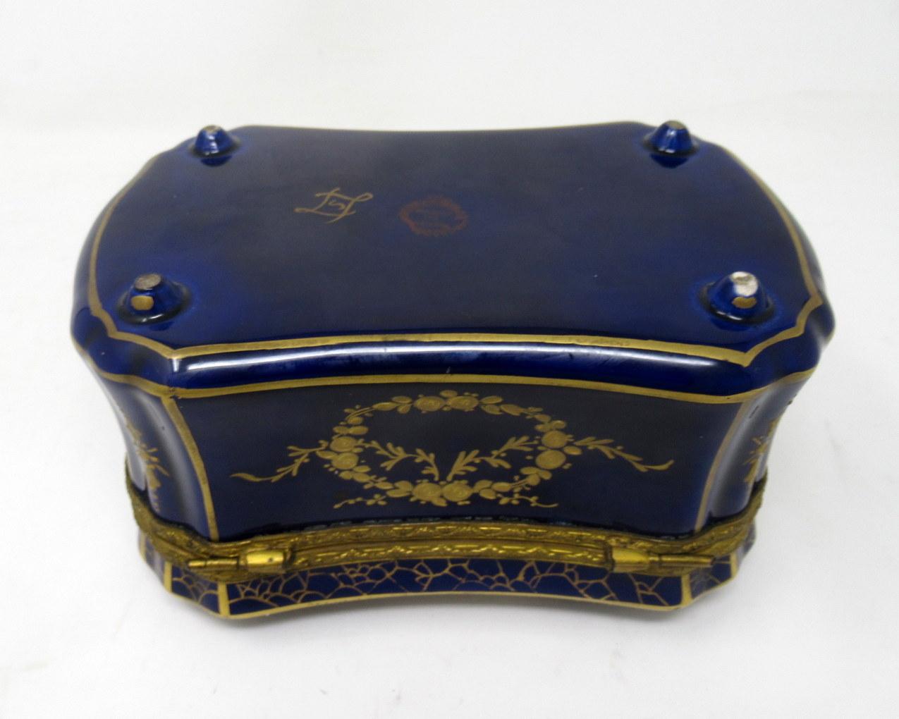 French Sevres Porcelain Hand Painted Jewelry Casket Ormolu Mounts Signed Gilbert 1