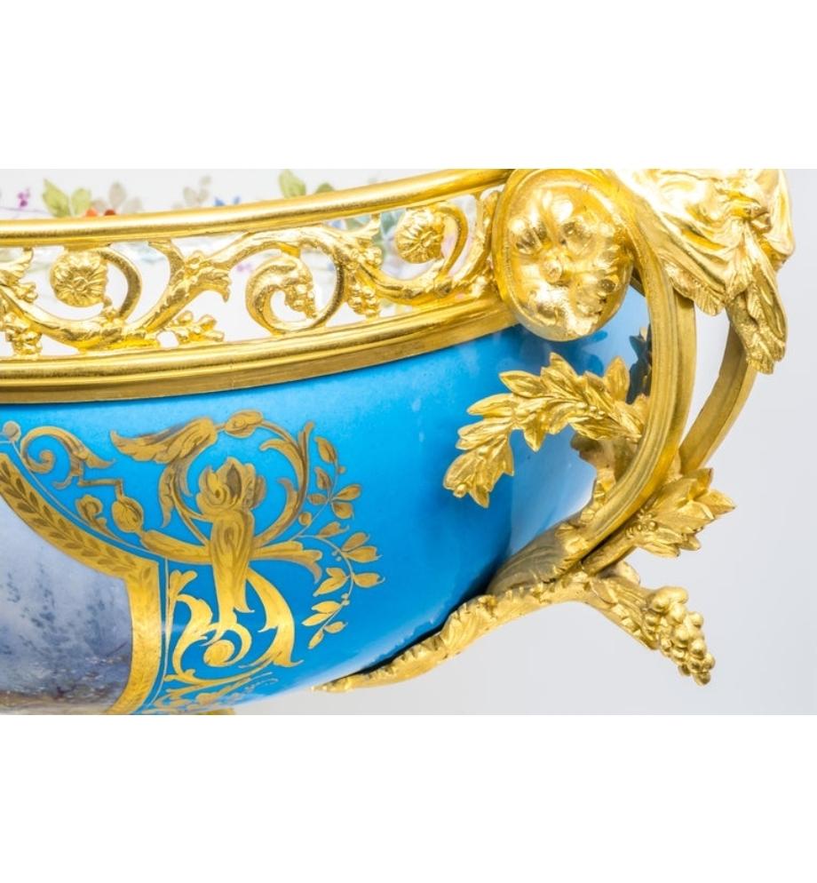 French Sèvres Porcelain in Gilt Bronze Mount, Hand-Painted, France, 1771 For Sale 1