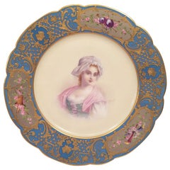 French Sevres Portrait Plate of a Beautiful Woman Artist Signed