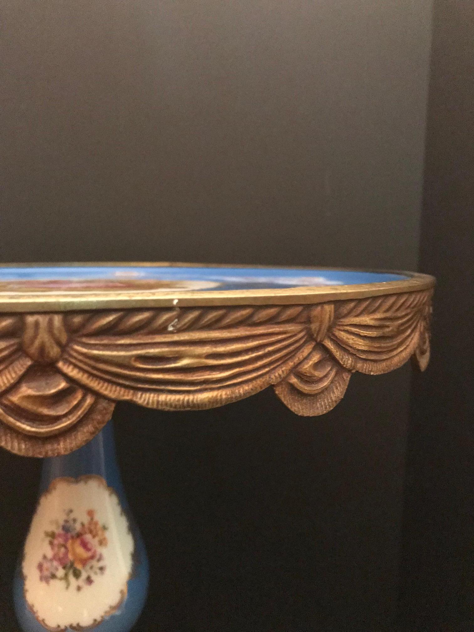 19th Century French Sevres Style Bronze, Porcelain Mounted Occasional Side Table