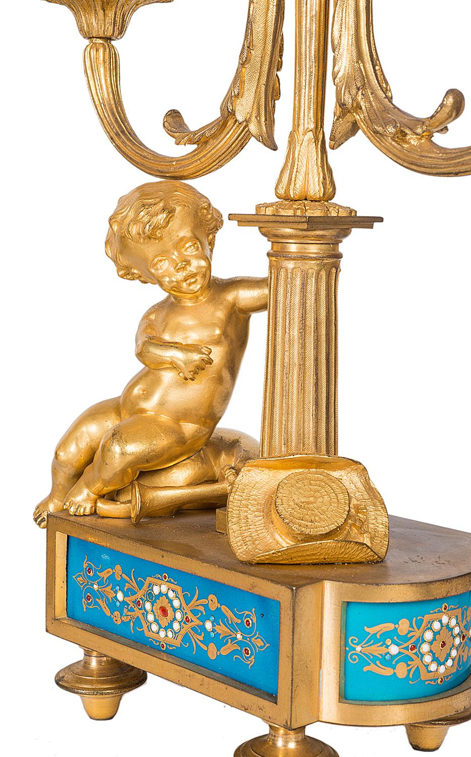 French Sevres Style Clock Set, 19th Century 8