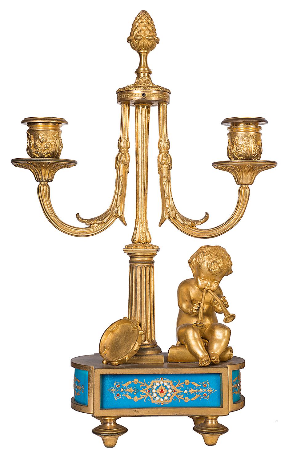 French Sevres Style Clock Set, 19th Century 10