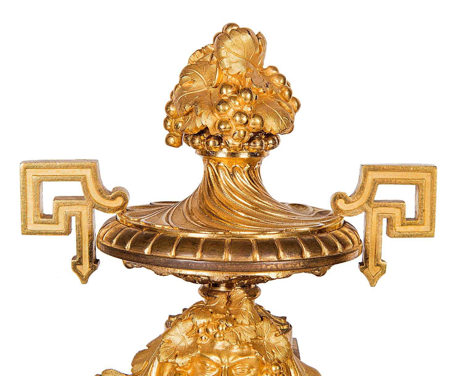 Gilt French Sevres Style Clock Set, 19th Century