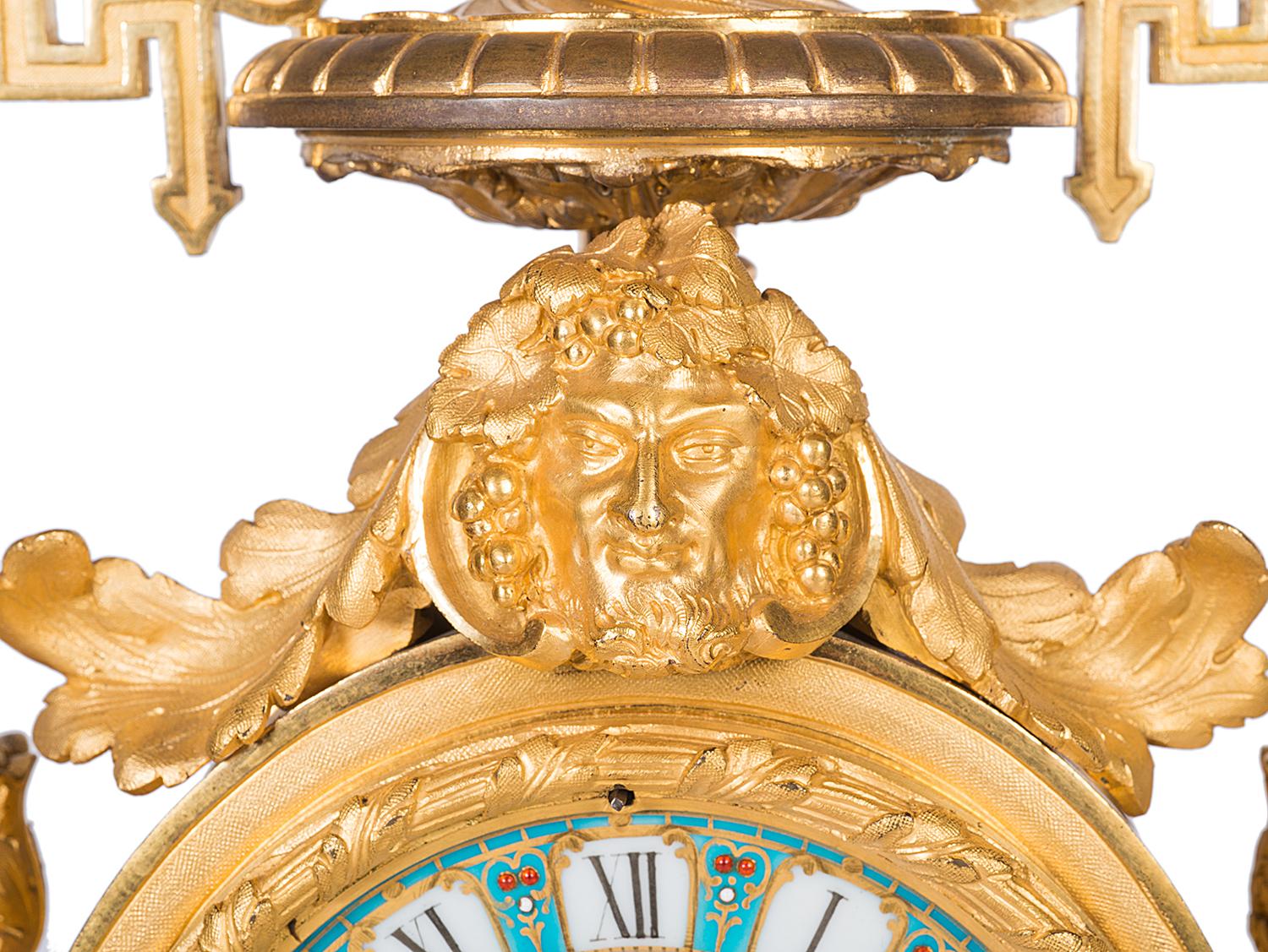 French Sevres Style Clock Set, 19th Century 4