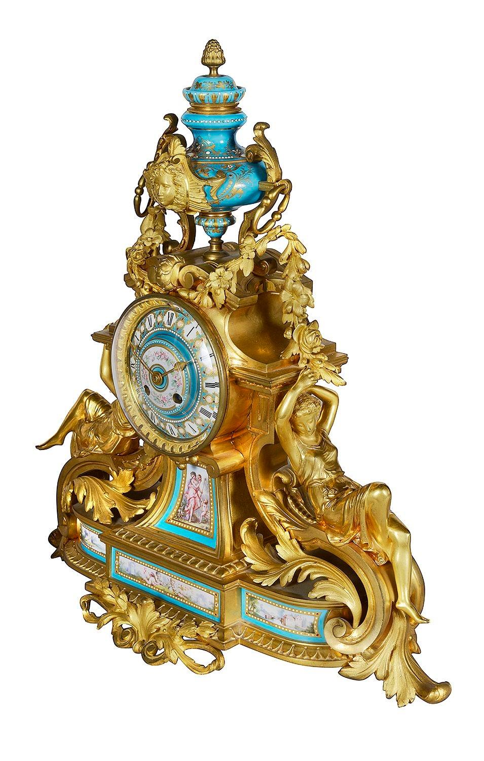 French Sevres style clock set, C19th For Sale 3