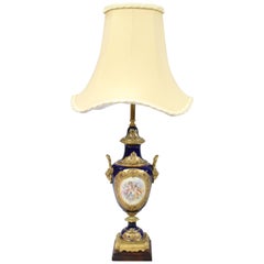 French Sèvres Style Cobalt Blue Table Lamp and Shade