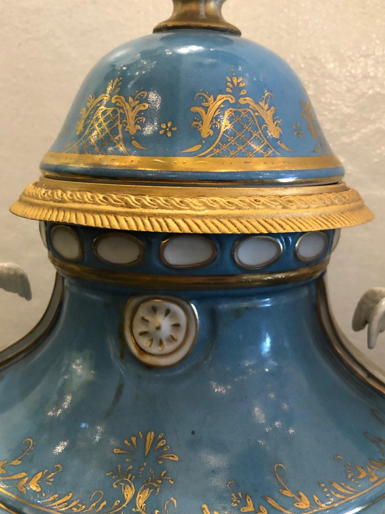 French Sevres Style Cover Porcelain Urns For Sale 2