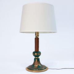 French Sèvres-Style Empire Porcelain Table Lamp with Faux Wax Candle Shaft, 22"H
