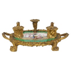 French Sevres Style Ormolu Mounted Ink Well