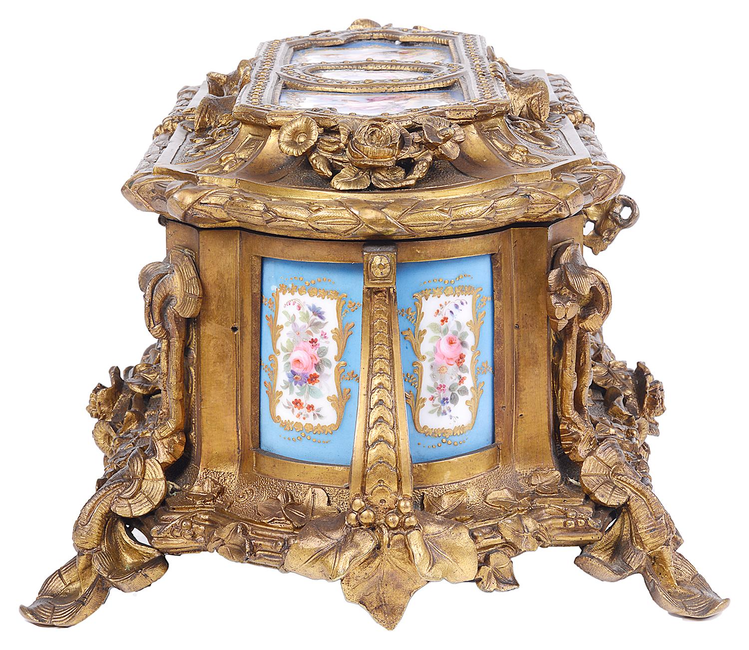 Gilt French Sevres Style Porcelain and Ormolu Casket, 19th Century
