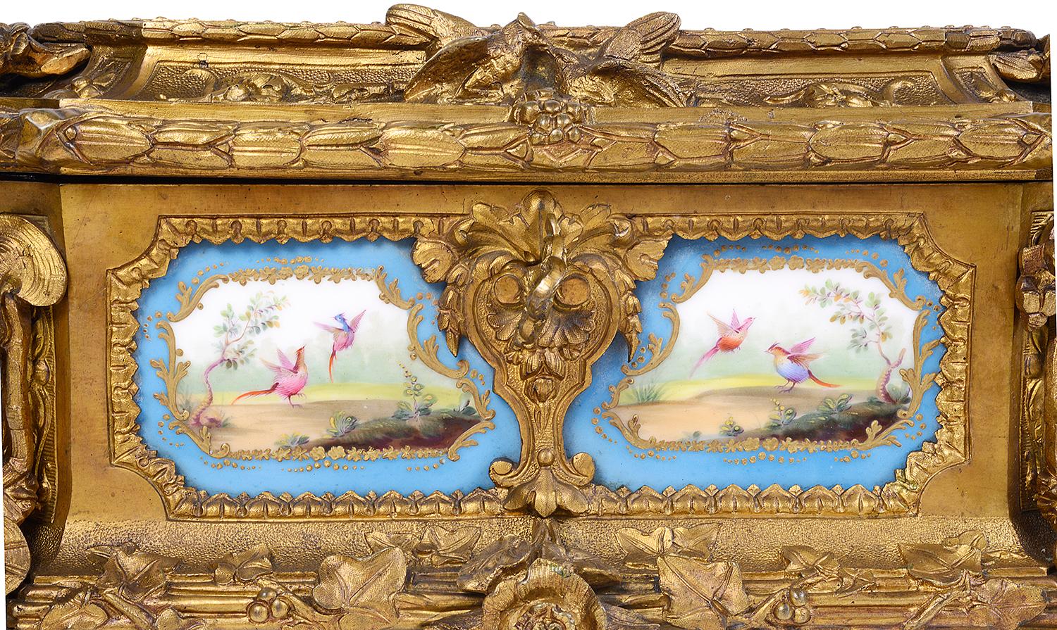 French Sevres Style Porcelain and Ormolu Casket, 19th Century In Good Condition In Brighton, Sussex