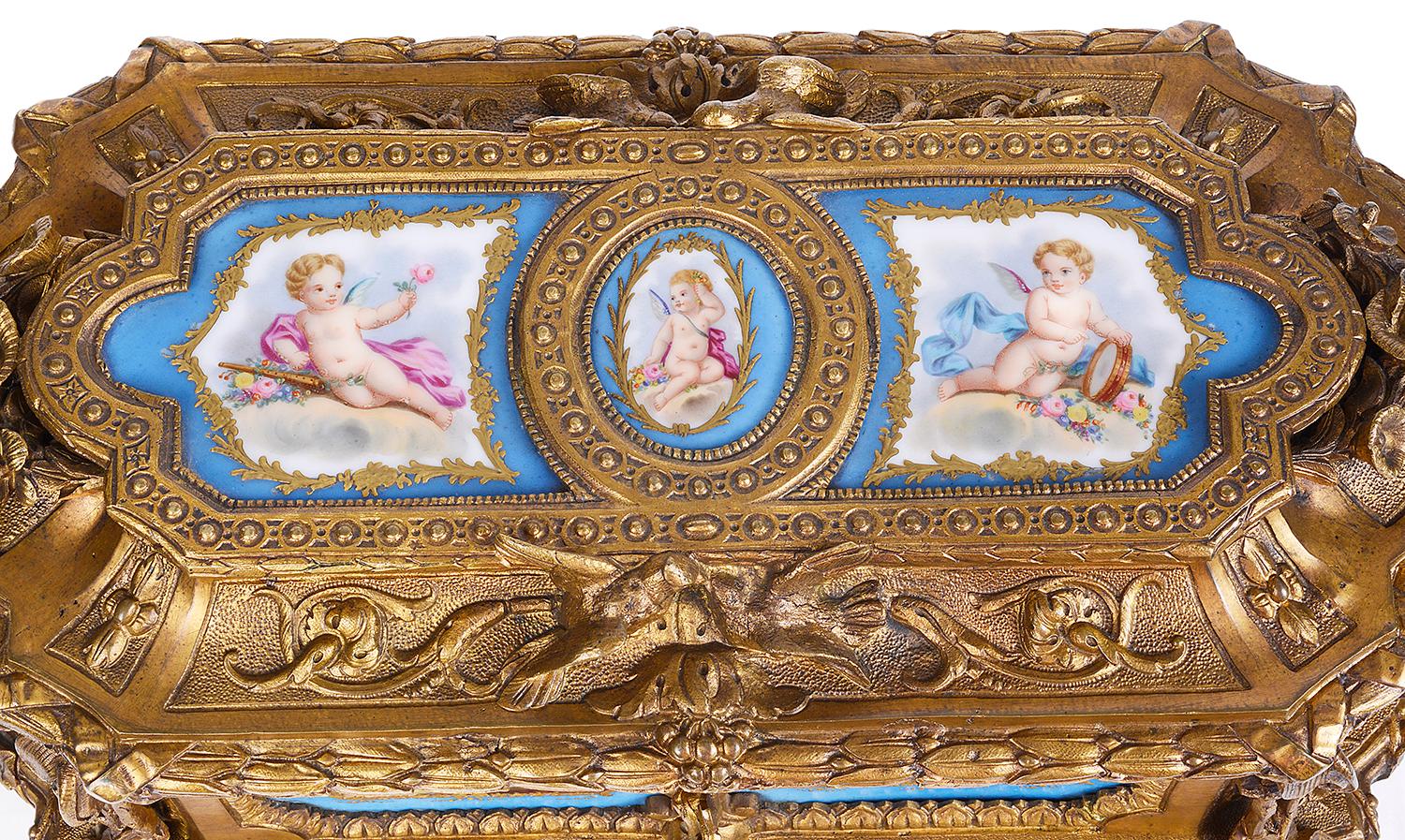 French Sevres Style Porcelain and Ormolu Casket, 19th Century 1