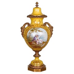 French Sevres Style Porcelain and Ormolu Urn