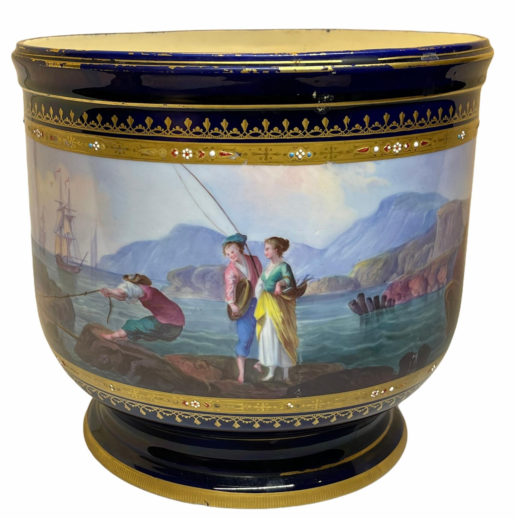 French Sèvres Style Porcelain Pair of Cachepot 13