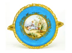 French Sèvres-style Porcelain Plate in Gilt Bronze Mount
