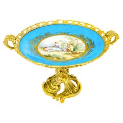 French Sèvres-style Porcelain Plate in Gilt Bronze Mount