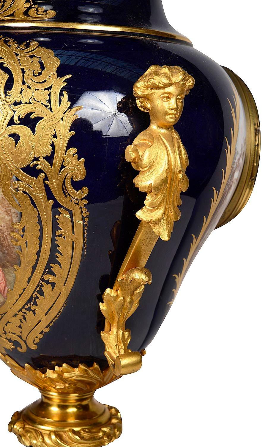 Porcelain French Sevres style porcelain vase / mantel clock. For Sale