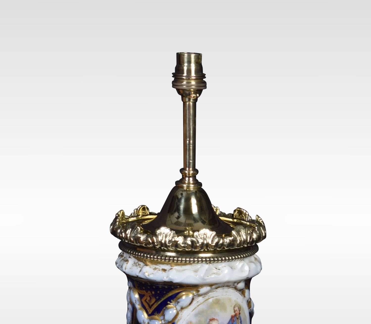 French Sevres Style Table Lamp In Good Condition For Sale In Cheshire, GB