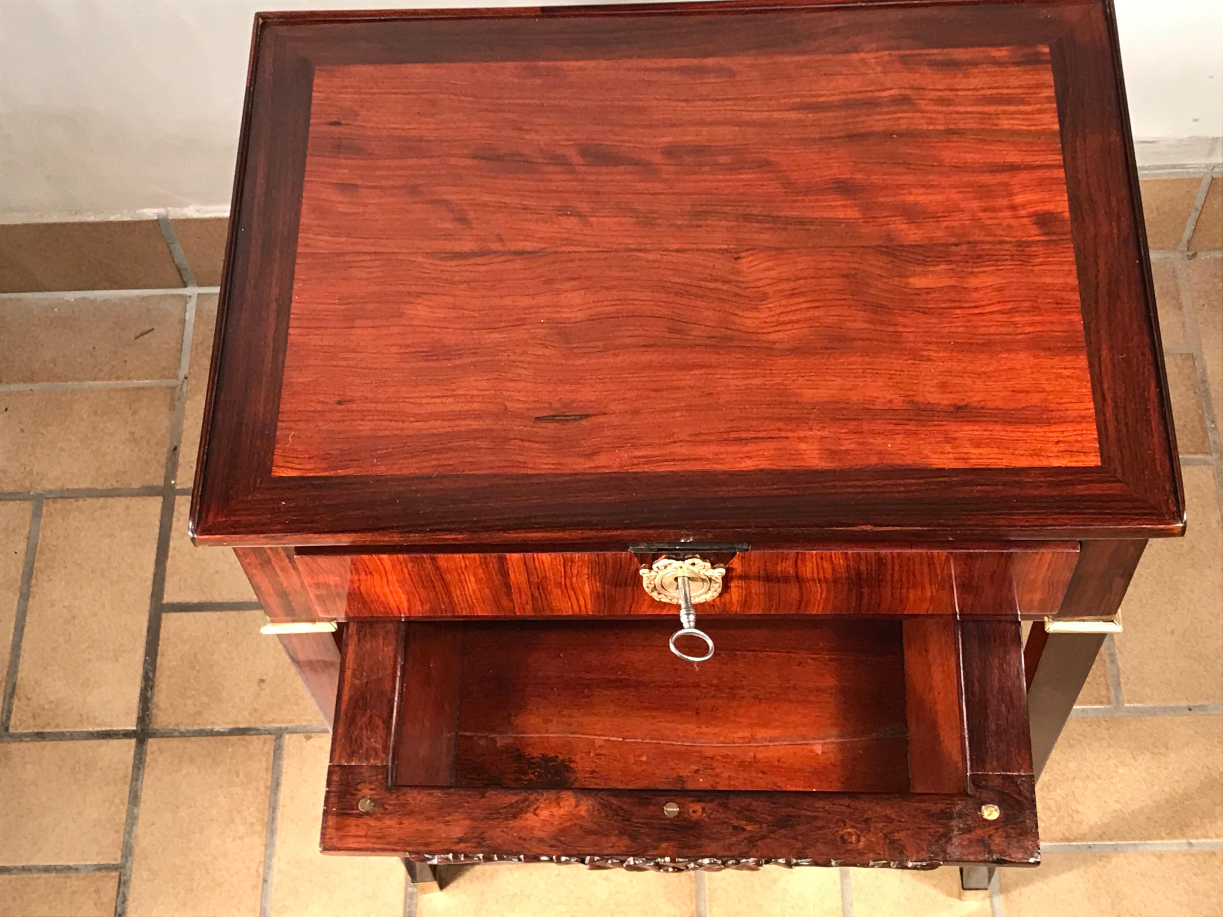 Charles X French Sewing or Side Table, 1810-1820, Satinwood and Kingwood For Sale