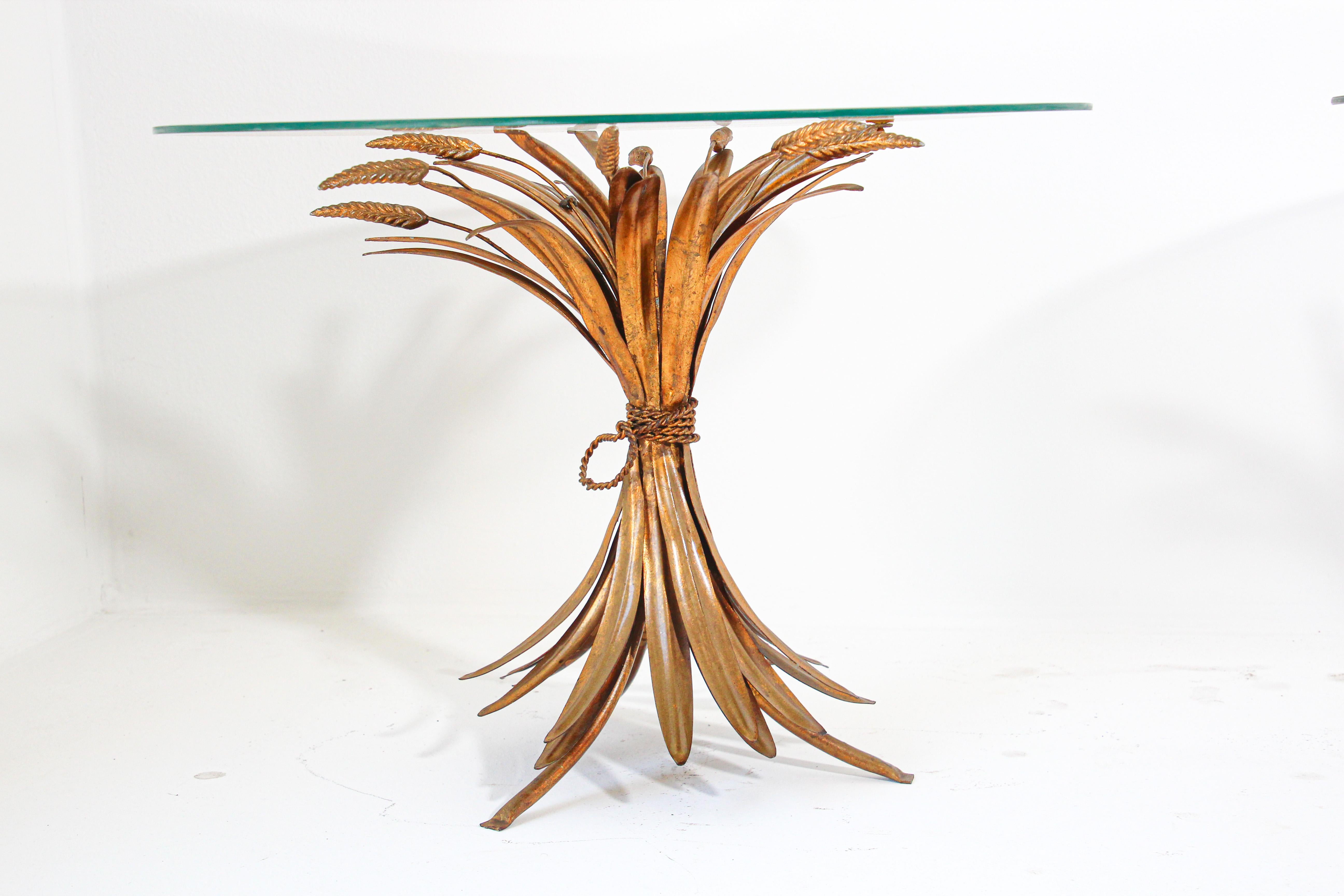 Hollywood Regency French Sheaf of Wheat Side Table