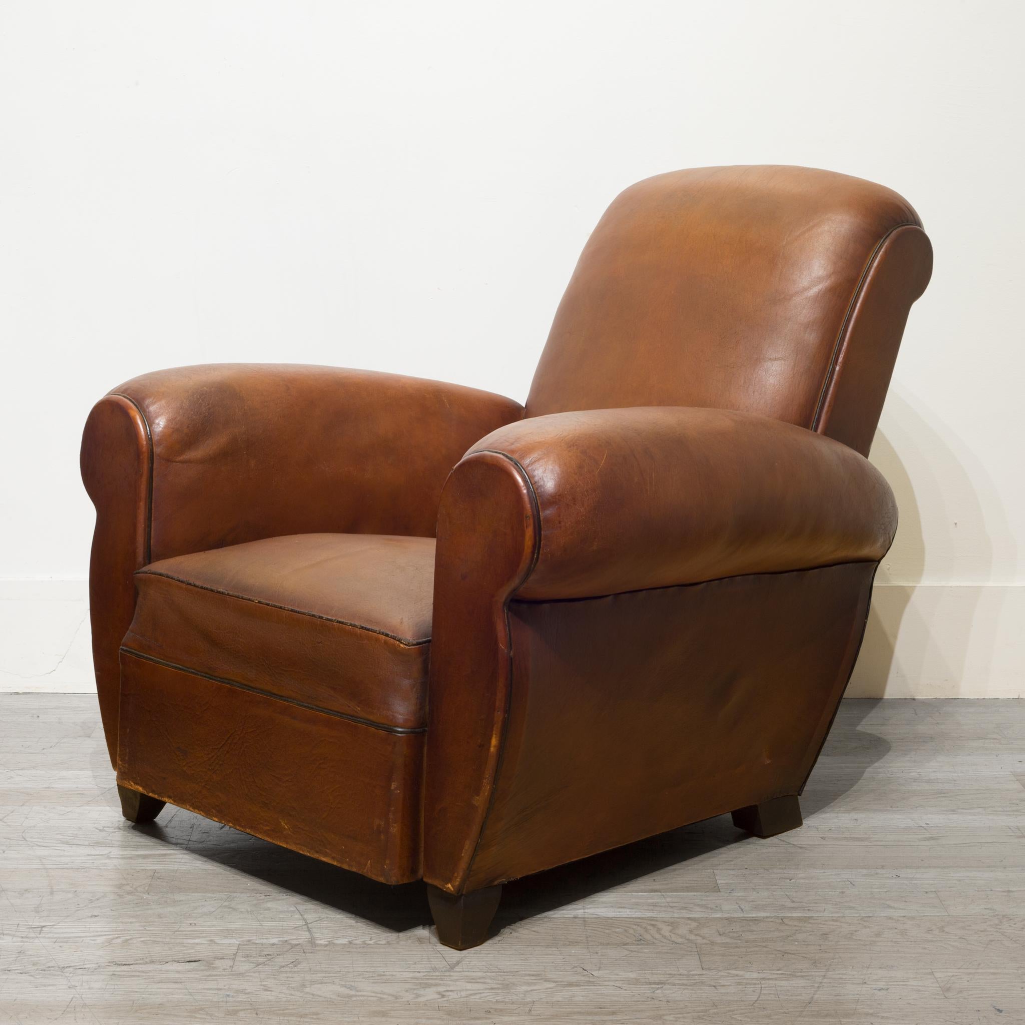 French Sheep Hide Rollback Lounge Chairs, circa 1940 4